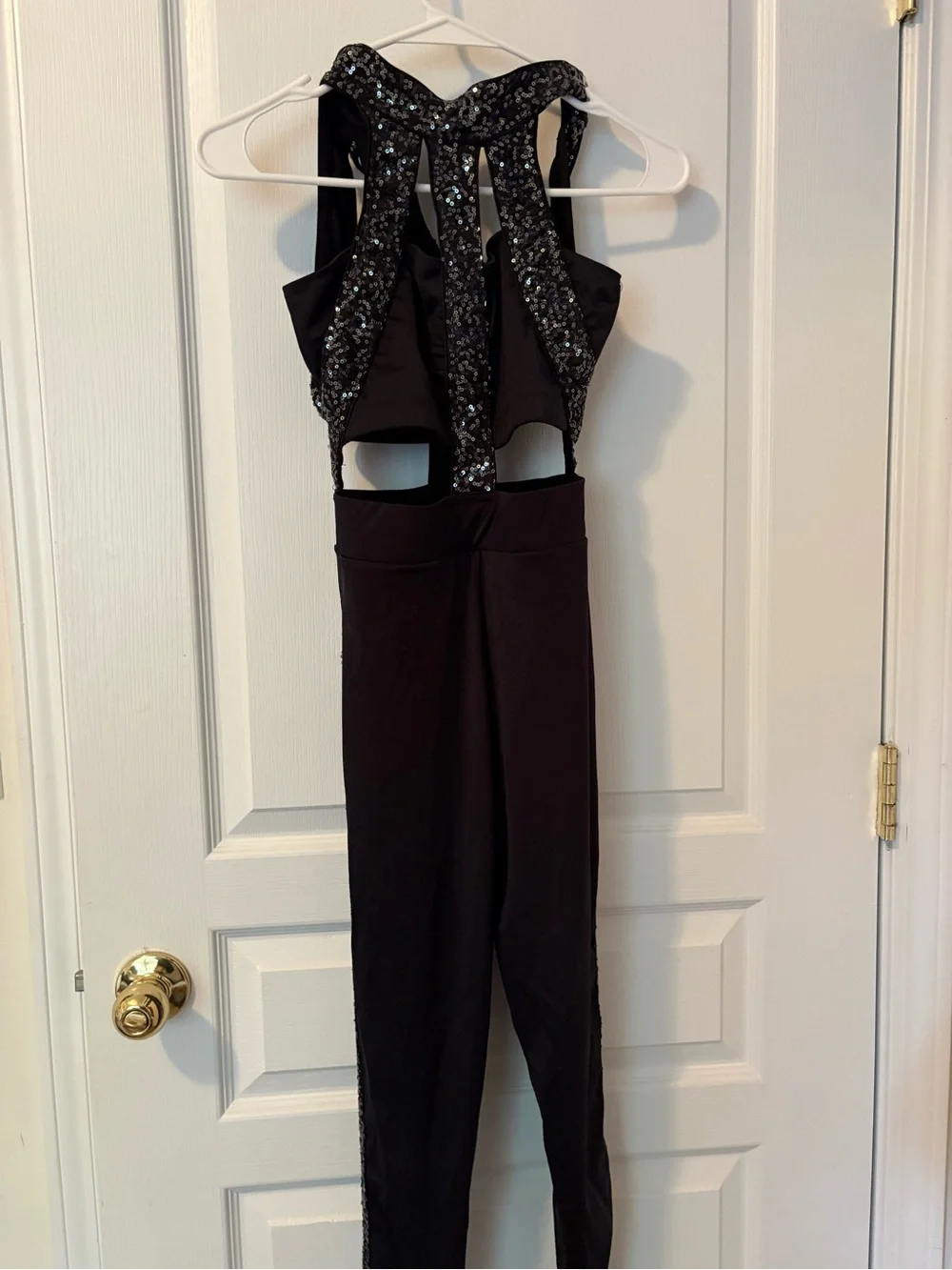 Black Sequin-Detail Dance Jumpsuit for Kids